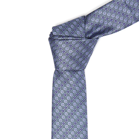 Patterned Tie // Purple + Silver Flowers