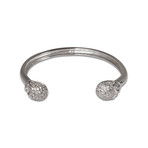 Silver Skull Bangle with Clear Cubic Zirconia (Small)