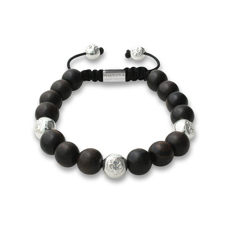 Ebony Bead Bracelet with Logo Balls (Medium)