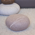 Felted Wool Stone Floor Cushion // Medium (Light Gray)