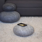 Felted Wool Stone Floor Cushion // Medium (Light Gray)