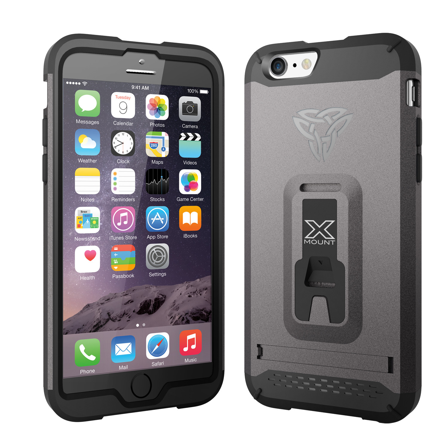 Suction Cup Mount + Rugged Case + Kickstand // Gun Metal (iPhone 6/6s