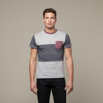 Stripe Block Tee // Heather Grey + Oxblood (S)