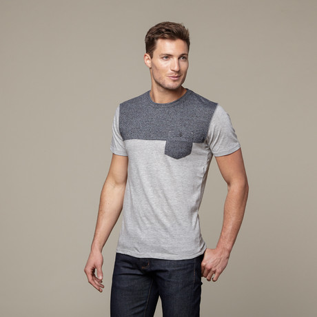 Colorblock Tee // Heather Grey + Charcoal  (S)