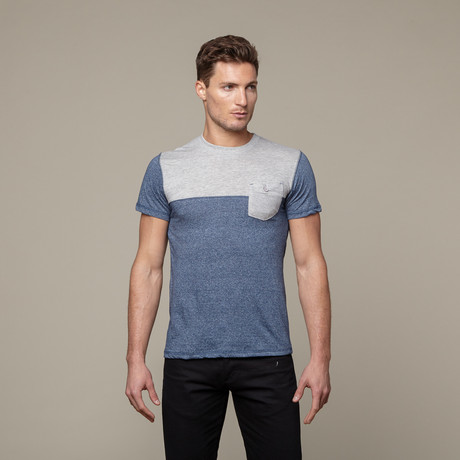 Colorblock Tee // Heather Grey + Indigo (S)