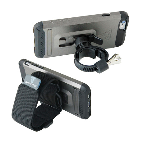 Armor X // Armband & Bar Bike Mount + Rugged Case + Kickstand // Gun Metal (iPhone 6/6s)