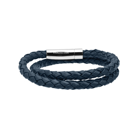 Double Layer Blue Leather Bracelet