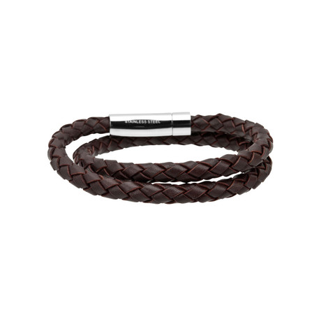 Double Layer Brown Leather Bracelet