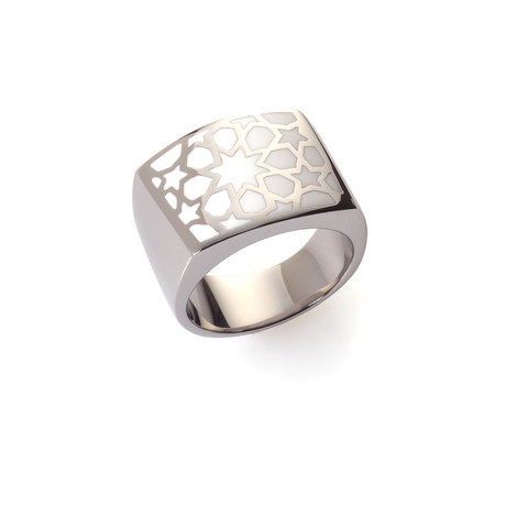 Lama Stainless Steel Ring // White (Size 6)