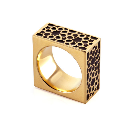 Cube Gold Ring // Black (Size 5)
