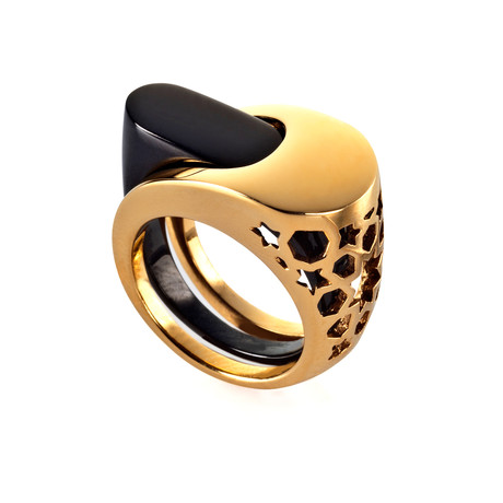Intersection Gold Ring // Black (Size 6)