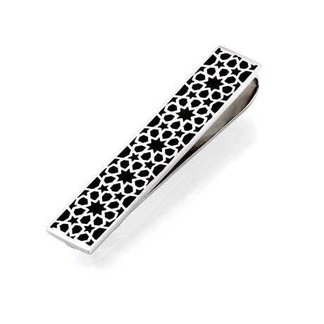 Arabesque Stainless Steel Tie Clip (Black)