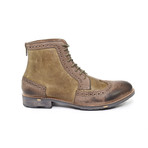 Ecru Leather Brogue Wingtip Angus Boots (Euro: 40)