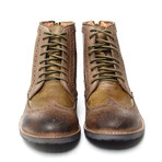 Hoo Leather + Suede Brogue Wingtip Angus Boots (Euro: 42)
