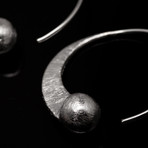 Brushed Swirly Earrings with Silver Ball