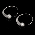 Brushed Swirly Earrings with Silver Ball