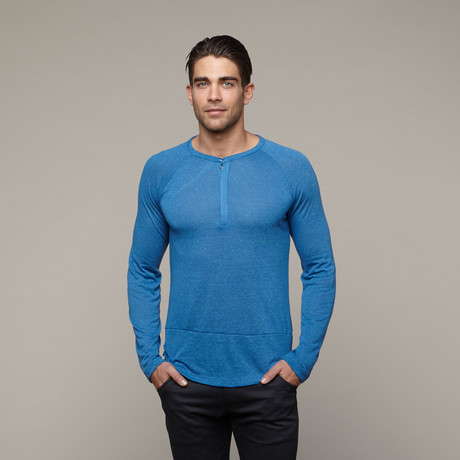 Eco-Splash Shirttail Henley // Splash Steel Blue (S)