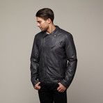 Faux Leather Jacket // Charcoal (S)