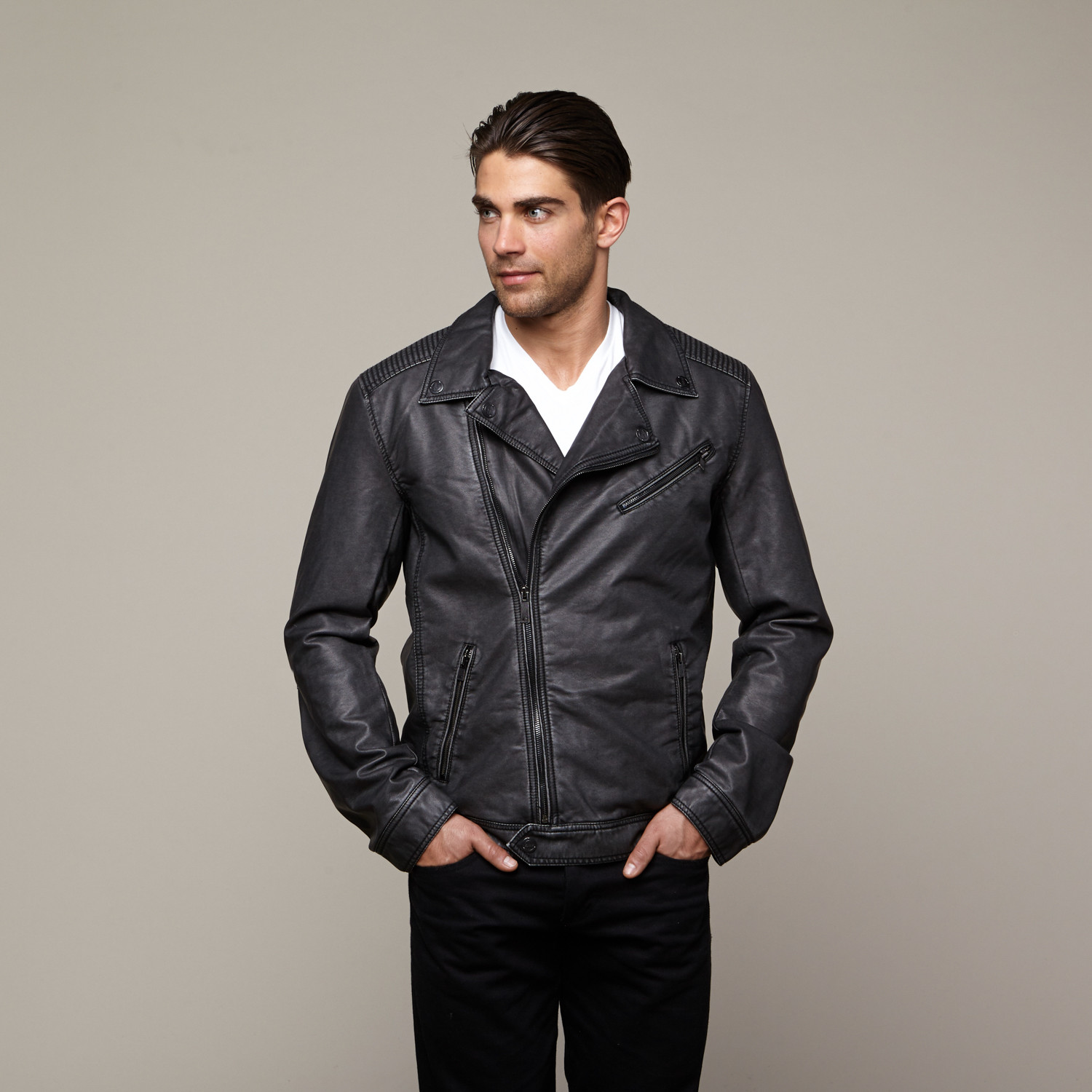 Faux Leather Jacket // Charcoal (S) - Point Zero - Touch of Modern