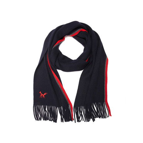 Merino Wool Scarf // Navy Edge