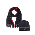 Merino Wool Scarf + Beanie Bundle // Navy Edge