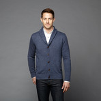 Loft 604 // Cashmere Cotton Shawl Collar Cardigan // Navy Melange (M)