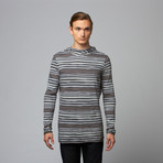 Thick-N-Thin Overdyed Striped Hoodie // Grey (M)