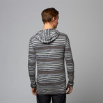 Thick-N-Thin Overdyed Striped Hoodie // Grey (M)