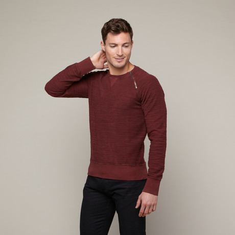 Zip-Neck Sweatshirt // Burgundy (S)