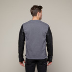 Faux Leather Sleeved Sweatshirt // Grey (S)