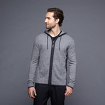 Color Blocked Full Zip Cashmere Hoodie // Shadow Mouline (S)