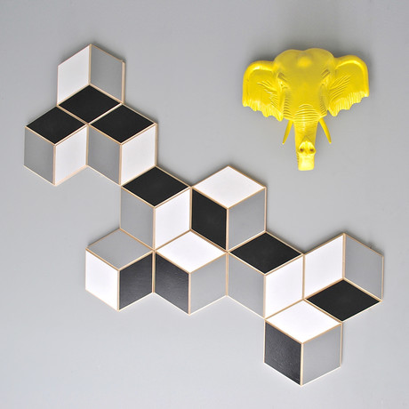 Black, Grey, and White Hexagon (Set of 8)