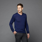 Cotton V-Neck Sweater // Navy (S)