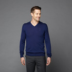Cotton V-Neck Sweater // Navy (S)