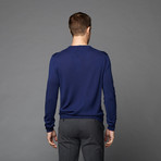 Cotton V-Neck Sweater // Navy (S)