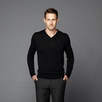Versace // Wool V-Neck Sweater // Black (XL)