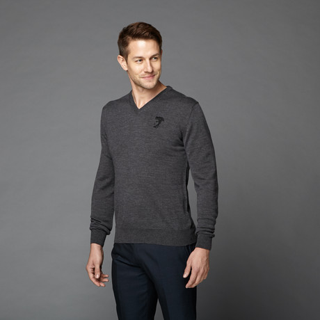 Wool V-Neck Sweater // Charcoal (S)