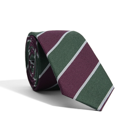 Prep Stripes Modern Tie // Green + Maroon