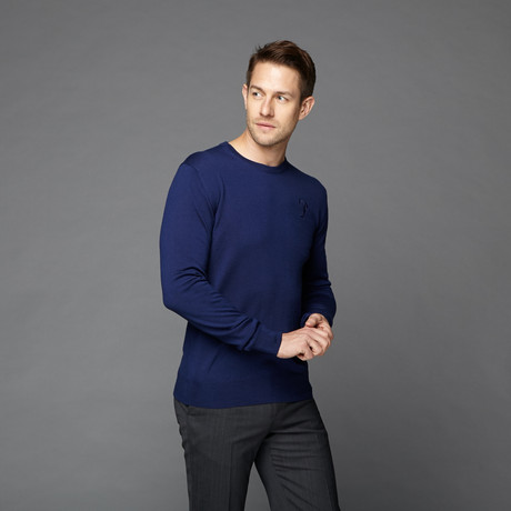 Versace // Wool Crew Neck Sweater // Dark Navy (3XL)