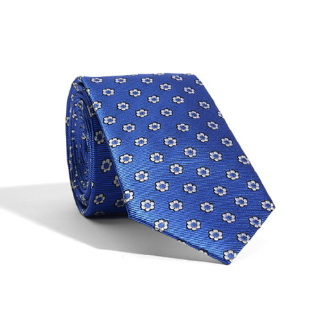 Napoli Floral Modern Cut Tie // Blue