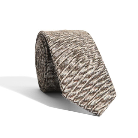 Herringbone Modern Tie // Brown