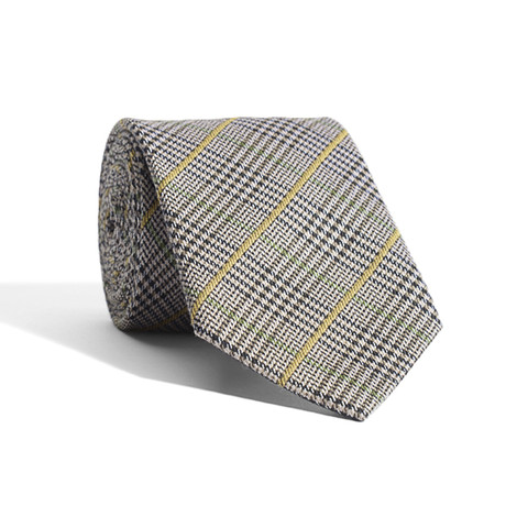 Plaid Accent Tie // Brown + Yellow