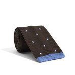 Knit Blue Dotted Tie // Brown + Blue