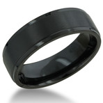 Black High Polish & Matte Finish Titanium Ring (Size 8)