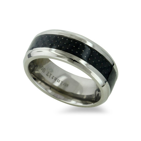 Hansa // Titanium Carbide Ring With Carbon Fiber Inlay (Size 7.5)