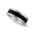 Brushed Finish Titanium Carbide Ring With Carbon Fiber Inlay (Size 10)