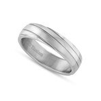 Brushed Finish Grooved Titanium Ring (Size 7)