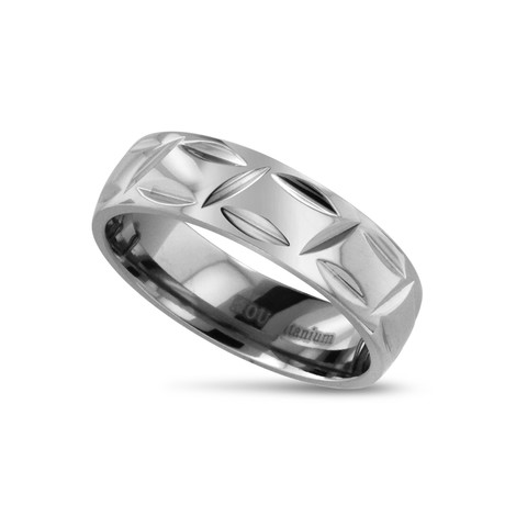 Polished Textured Titanium Ring (Size 7)