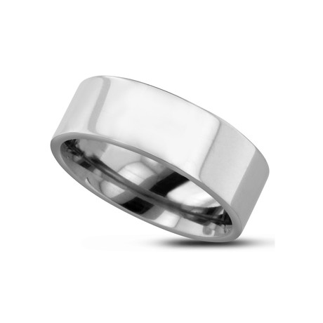 Polished Flat Top Titanium Ring (Size 8.5)