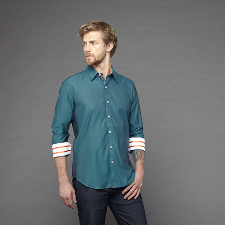 Central Long Sleeve Woven Shirt // Teal (XS)